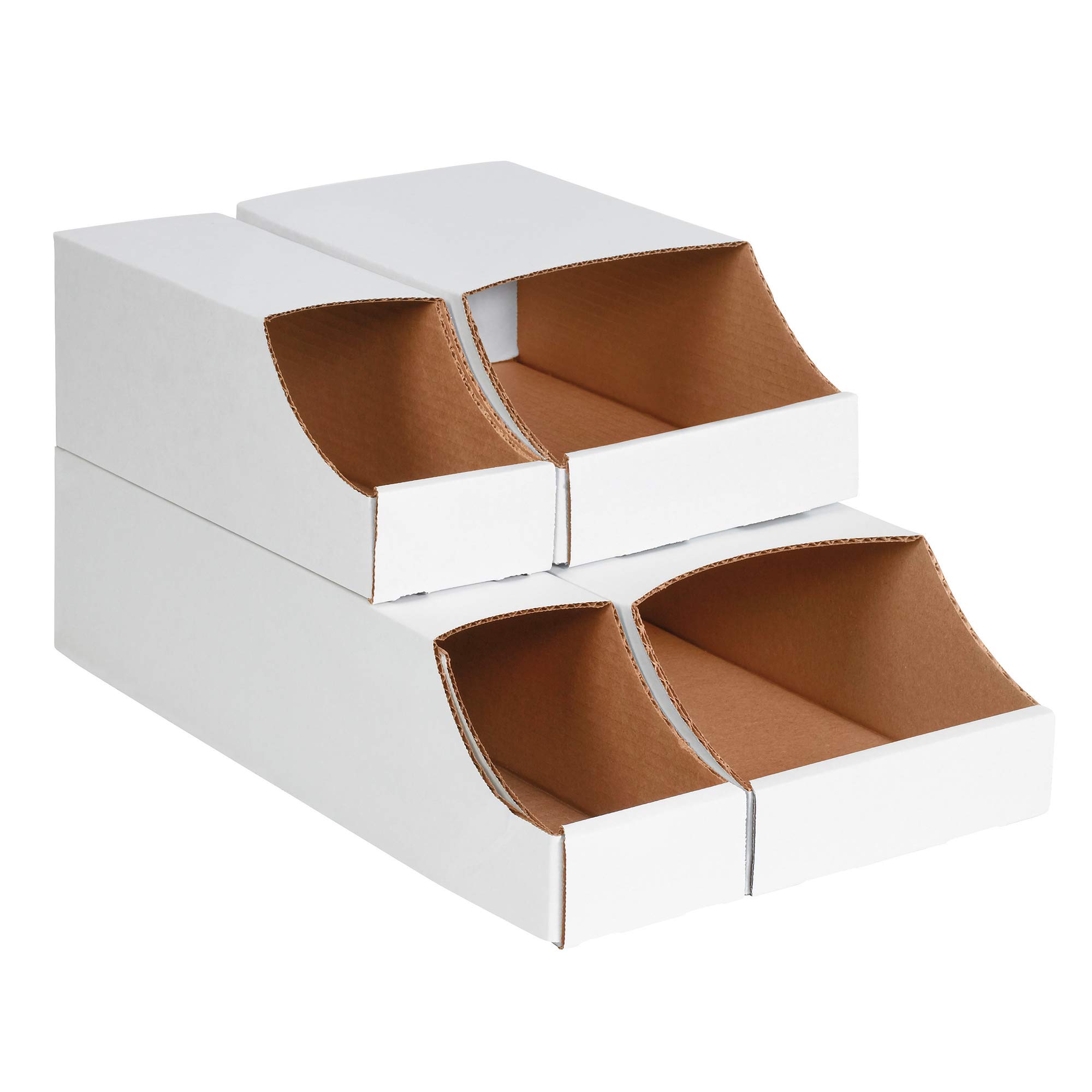 Aviditi Stackable Corrugated Cardboard Storage Bins for Garage & Home Organization - Perfect for Closet, Pantry, Office & Toy Storage