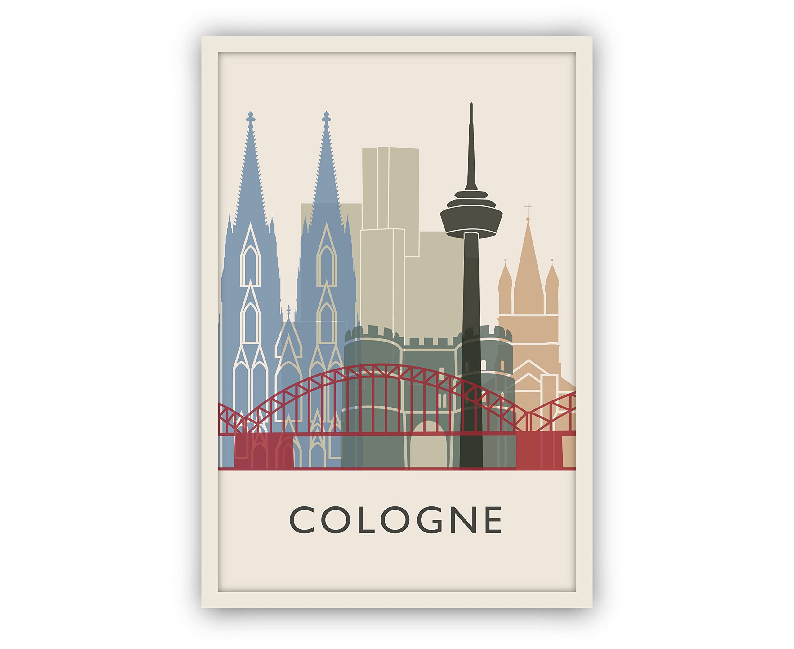 Cologne Germany Skyline Poster - Cityscape & Landmark Print Wall Art for Home & Office Decor - 12x18 Inches - Perfect for Living Room, Bedroom or Workspace