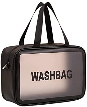 Clear Travel Toiletry Bag for Women - Transparent Cosmetic & Makeup Organizer with Handy Handle - Perfect for Airplane Carry-on, Gym, Beach Trips & Vacation Essentials
