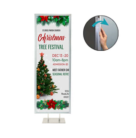 27x40 Double Pole Floor Stand Sign Holder - 1 1/4