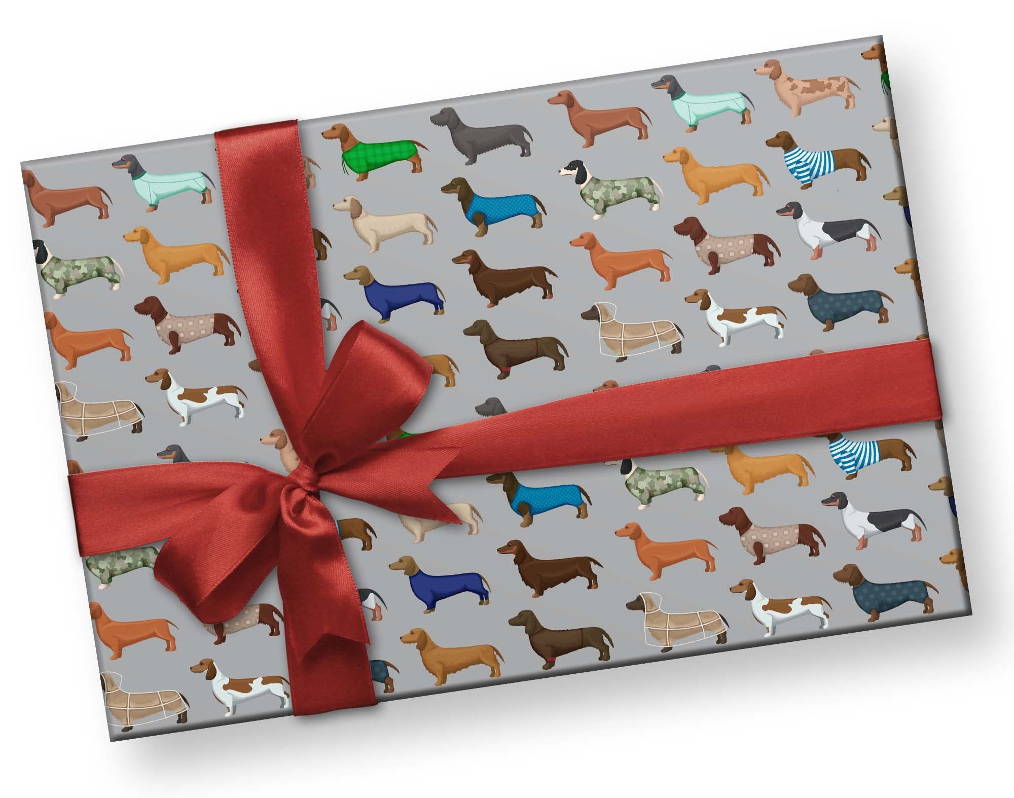 Premium Wiener Dog Sweater Gift Wrap - Cute Black & Brown Dachshund Design, 20x30 Inch Thick Wrapping Paper for Birthday Parties, Christmas Gifts & Pet Lover Decorations