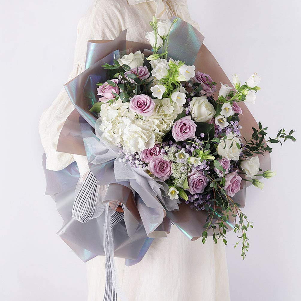 BBJ WRAPS Iridescent Double Sided Flower Wrapping Paper - 20 Sheets Floral Bouquet Packaging for Wedding, Birthday & Gift Giving (Blue) - Perfect for Florists, DIY Crafts & Special Occasions