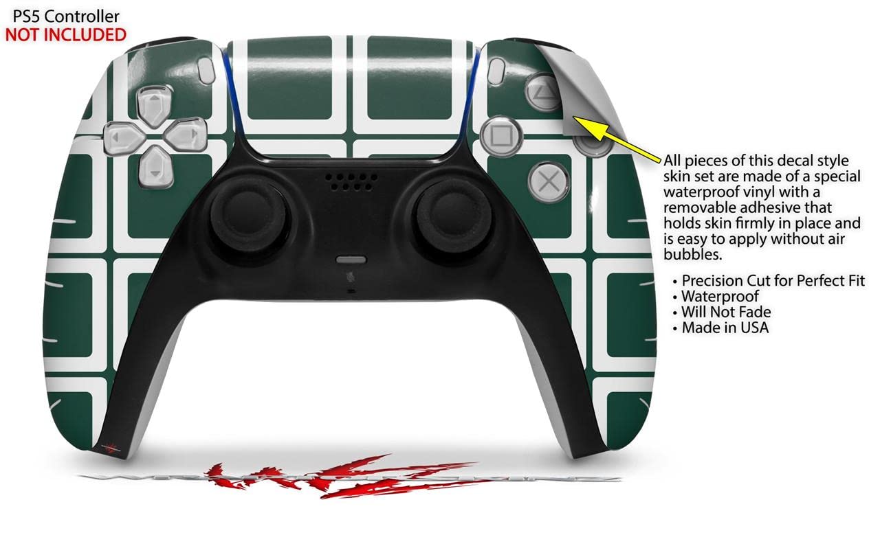 PS5 DualSense Controller Skin Wrap - Squared Hunter Green for Gaming Protection