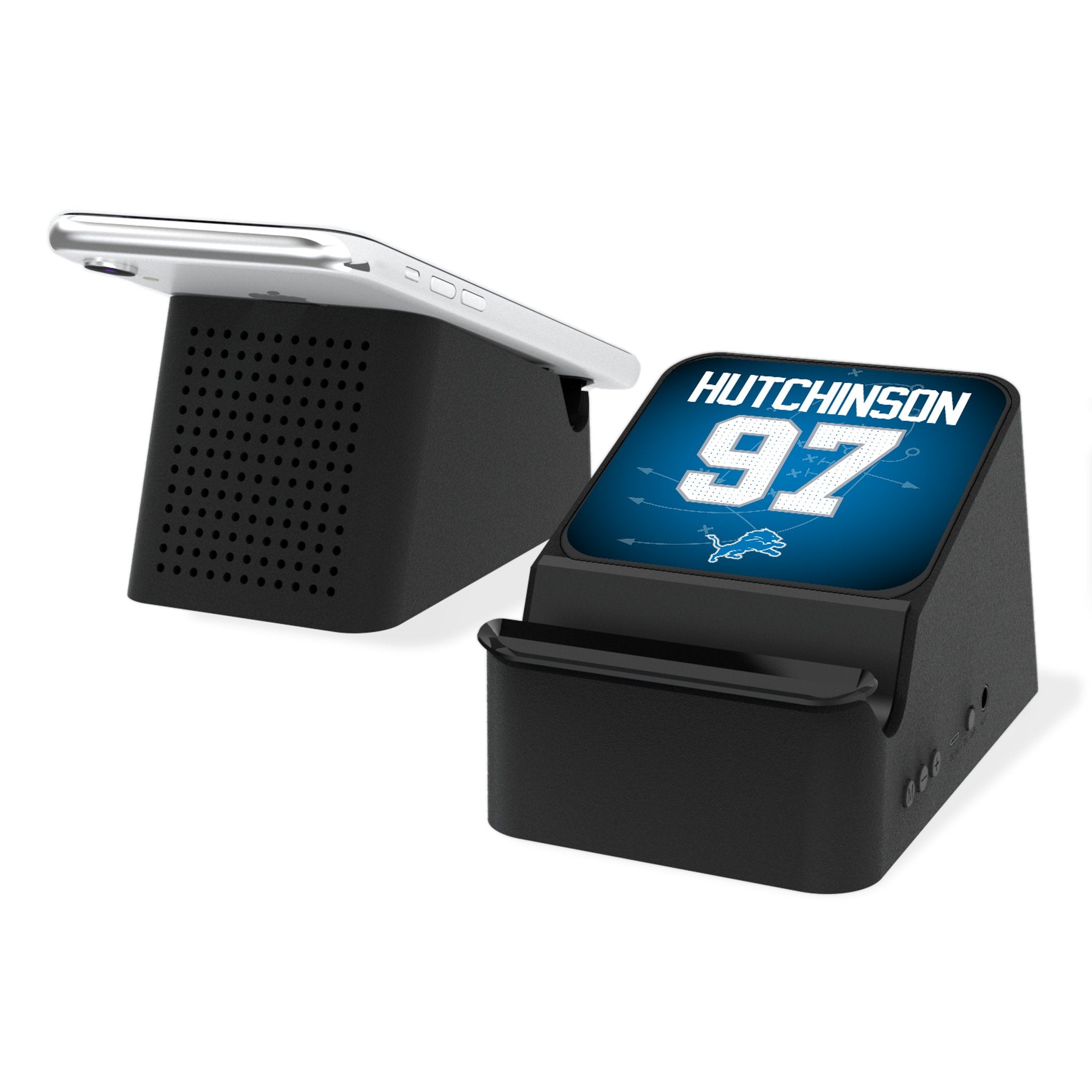 Aidan Hutchinson Detroit Lions 97 Wireless Charging Station with Bluetooth Speaker - Perfect for Home, Office, and Game Day Entertainment