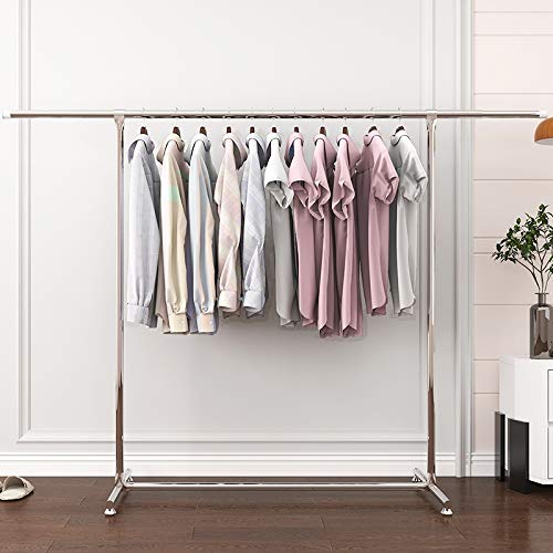 Zhangquan Stainless Steel Telescopic Clothes Drying Rack - 120-200cm Adjustable Hanger Organizer for Outdoor, Balcony & Laundry Room - Space Saving Single Rod Storage Shelf (Silver)