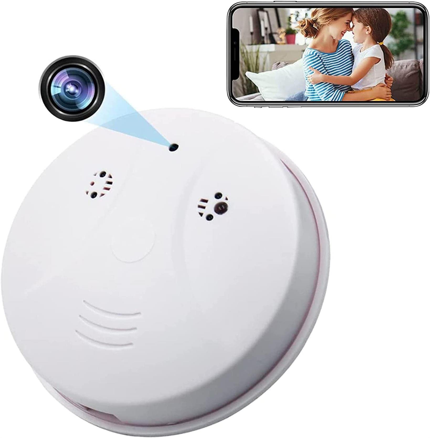 AADECOR Hidden Camera with Smoke Detector, 1080P Full HD Indoor WiFi Security Camera with Night Vision & Motion Detection - 32GB Storage for Home, Office, Baby & Pet Monitoring