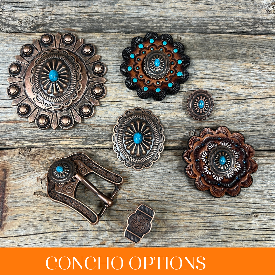 Authentic Copper Turquoise Oval Western Concho Belt Buckle W179 - Perfect for Cowboy Boots, Leather Belts & Western Fashion Accessories