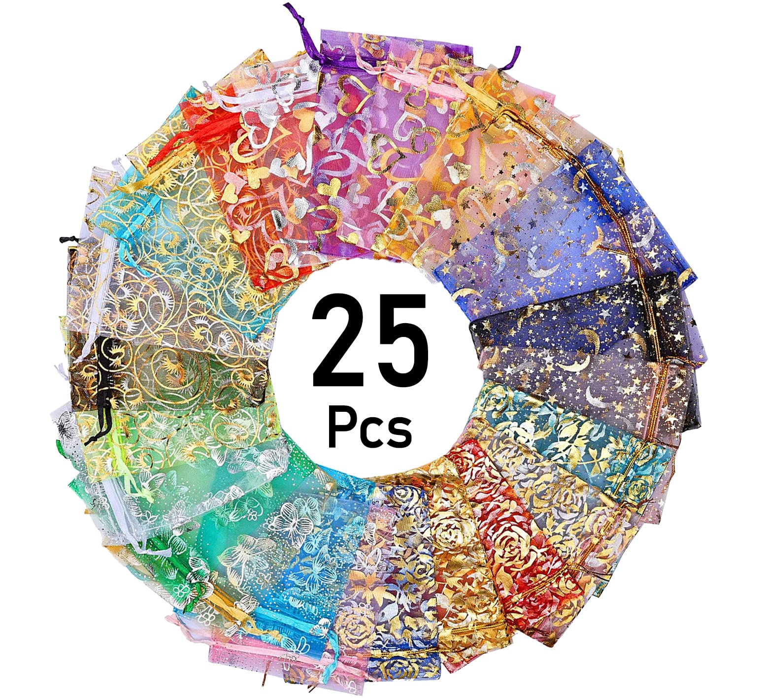 Eco-Friendly 4x6 Inch Organza Drawstring Potli Bags - 25 Pack Mixed Colors for Wedding Favors, Party Gifts, Baby Shower, Dry Fruit Packaging & Return Gifts | Reusable Small Gift Pouches for Jewelry, Candies, Wedding Confetti & Special Occasions