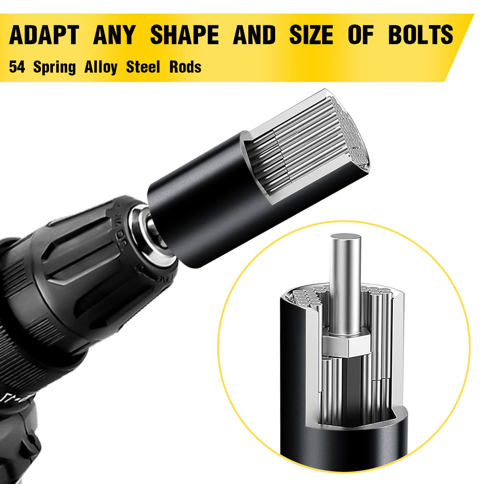Universal Socket Tool Set with Power Drill Adapter - 12-Piece Multi-Purpose Wrench Kit for DIY & Home Repair - Perfect Gift for Men, Husband, Dad, Handyman (Black) - Ideal for Automotive, Plumbing, and Household Maintenance Projects