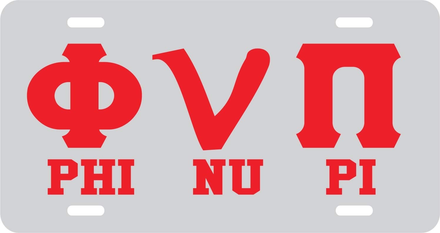 Kappa Alpha Psi Phi Nu Pi Greek Letters Mirror License Plate - Silver & Red Car Truck Accessories - Fraternity & Sorority Decorative Auto Plate - Perfect for College Alumni, Greek Life Events & Custom Vehicle Decor