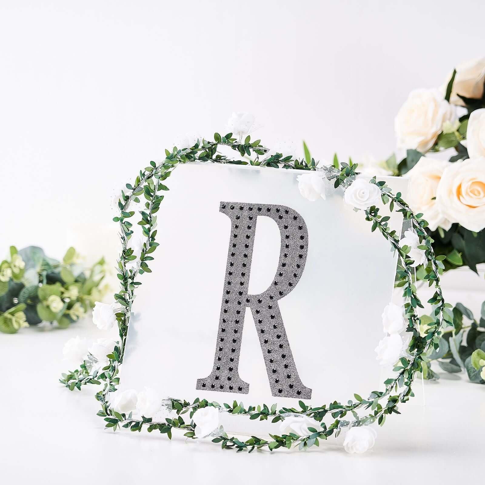 Efavormart 8 Inch Self-Adhesive Black Rhinestone Letter R Stickers - DIY Crafts, Scrapbooking, Graduation Cap Decor, Wedding & Birthday Party Supplies - Perfect for Home Decor, Gift Wrapping, and Personalized Projects
