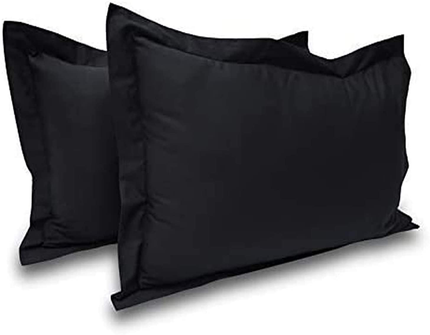 Premium Queen Size Pillow Shams Set of 2 - 100% Egyptian Cotton 600 Thread Count Black Pillow Covers 20x30 Inches | Hotel Quality Bedding for Luxurious Comfort | Perfect for Master Bedrooms, Guest Rooms & Home Decor