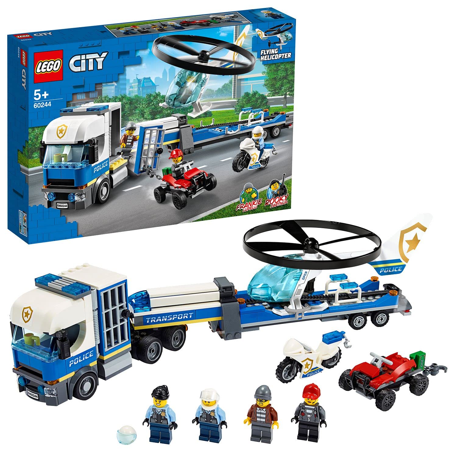 LEGO City Police Helicopter Transport 60244 Building Toy Set for Kids, Police Chase Playset with Minifigures & Accessories – Perfect for Creative Play & Gift Giving