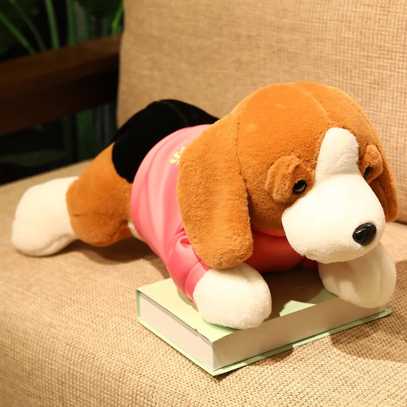 40-80CM Kawaii Stuffed Beagle Plush Toy - Soft Lying Puppy Dog with Outfit, Cute Animal Pillow Doll for Kids, Baby Girls Birthday Gift - Perfect for Nursery Decor, Cuddling & Gift Giving