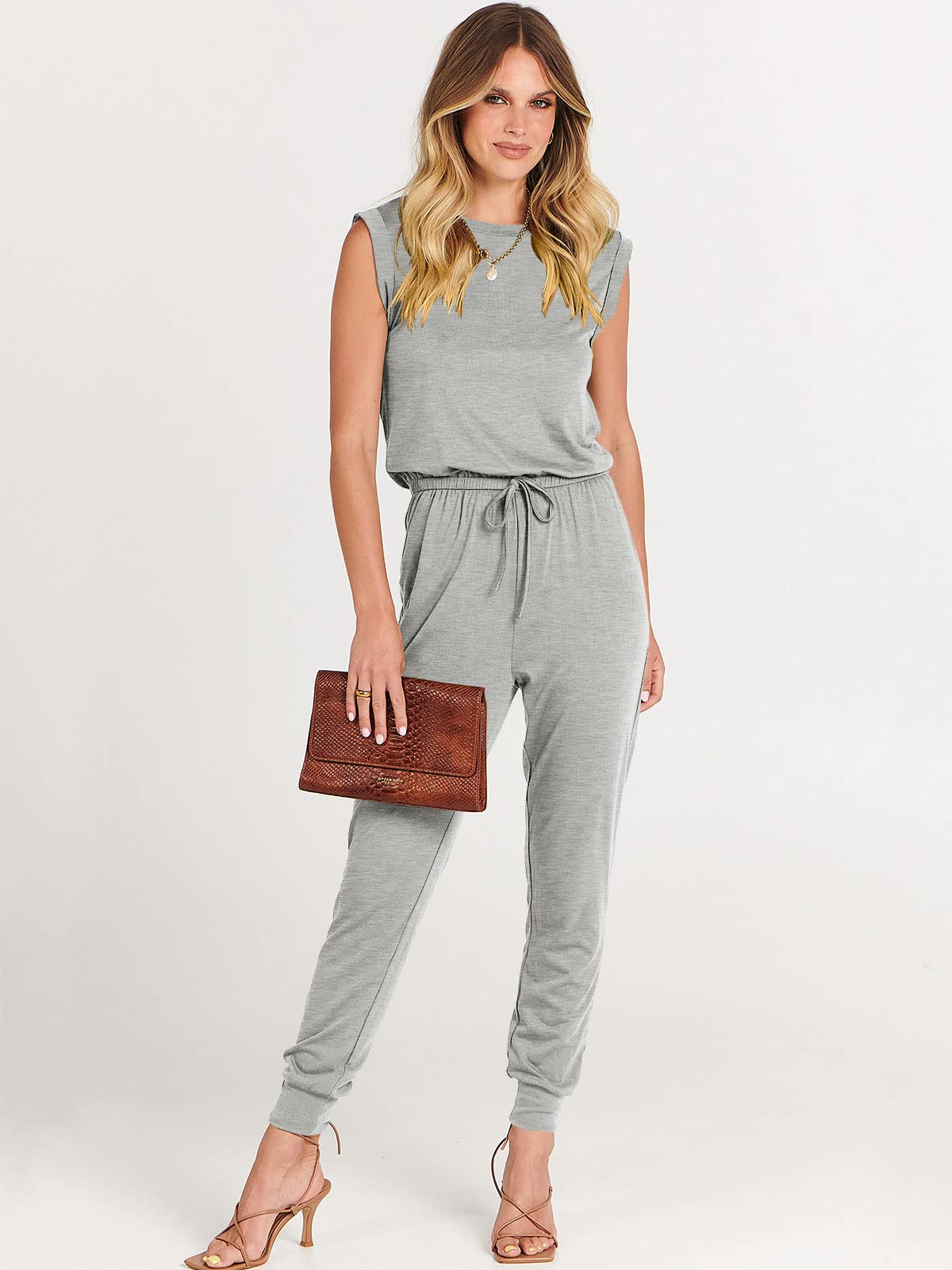 ANRABESS Women's Summer Sleeveless Jumpsuit - Casual Loose Stretchy Romper Dress, Trendy Crewneck Outfit 2025 | Perfect for Beach Vacation, Weekend Brunch & Summer Parties