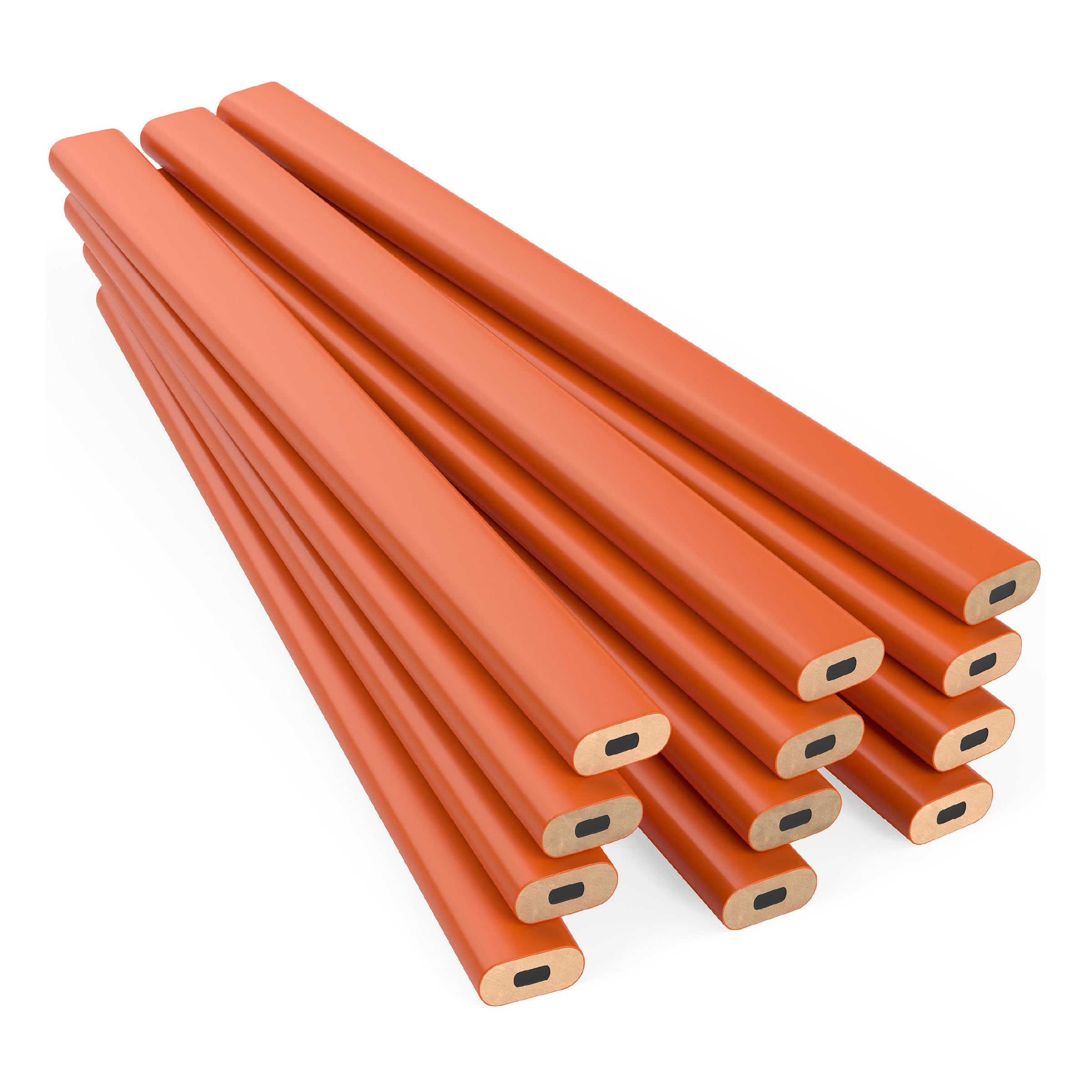GRAPHITE Hard Lead Carpenter Pencils Bulk - 12 Pack of #2 (HB) Wooden Pencils for Lumber Marking - Neon Orange for High Visibility - Perfect for Construction, Woodworking & DIY Projects