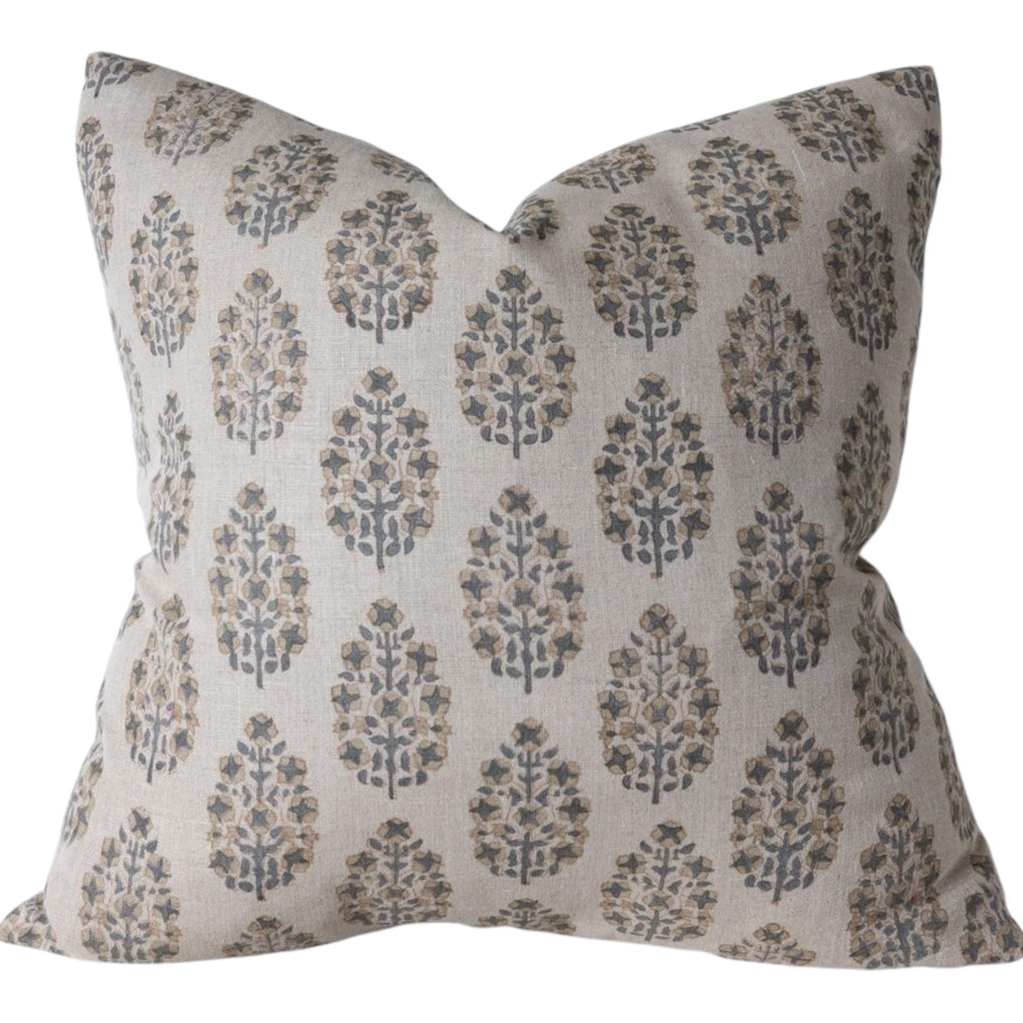 Stylish Torrey Block Print Floral Pillow Cover - Bohemian Home Decor for Living Room, Bedroom & Sofa