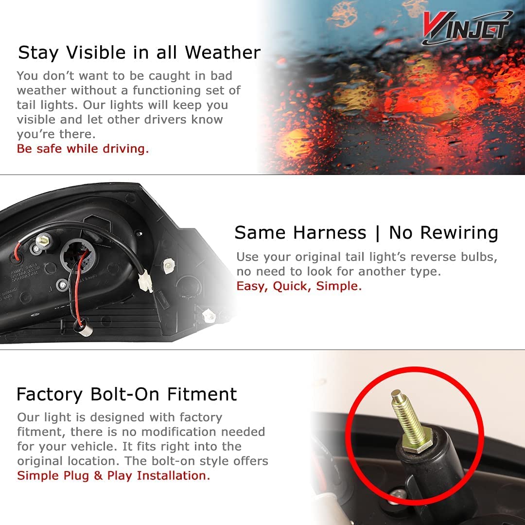 Winjet LED Tail Lights Assembly for 2000-2005 Mitsubishi Eclipse - Pair with LED Turn Signal, Brake Lights & DRL - HD Lenses Rear Lights (Matt Black/Clear) - Perfect for Night Driving & Car Customization
