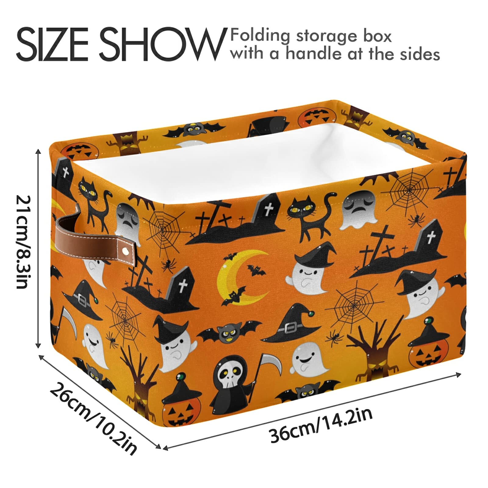 Waterproof Halloween Pumpkin Cat Storage Bin - Toy Basket, Laundry Hamper, Closet Organizer for Home & Office | Perfect for Kids' Room, Pet Supplies & Seasonal Decor