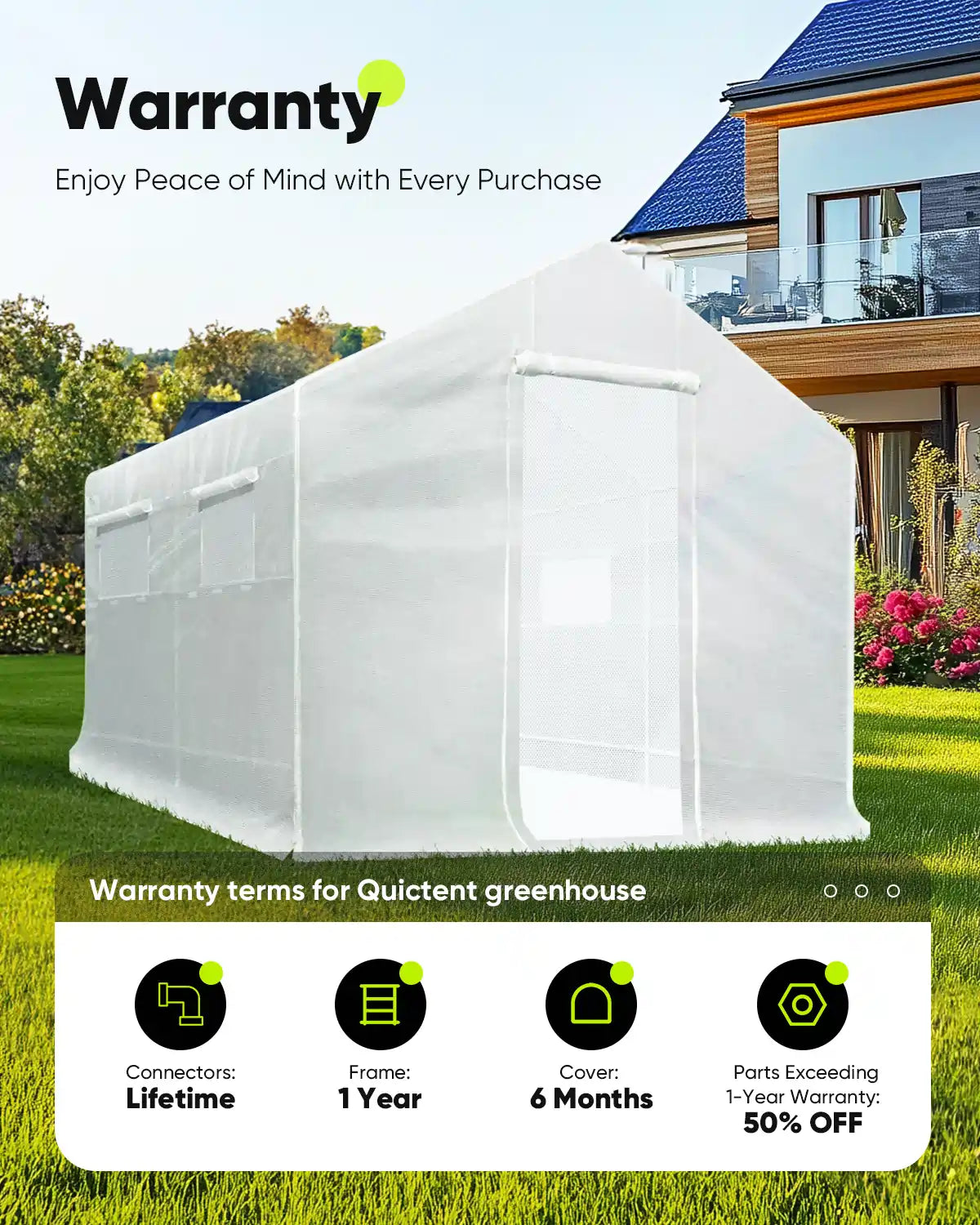 10' x 9' x 8' White Backyard Greenhouse Kit for Gardening, Plant Growing & Seed Starting - Perfect for Outdoor Garden Protection & Year-Round Planting