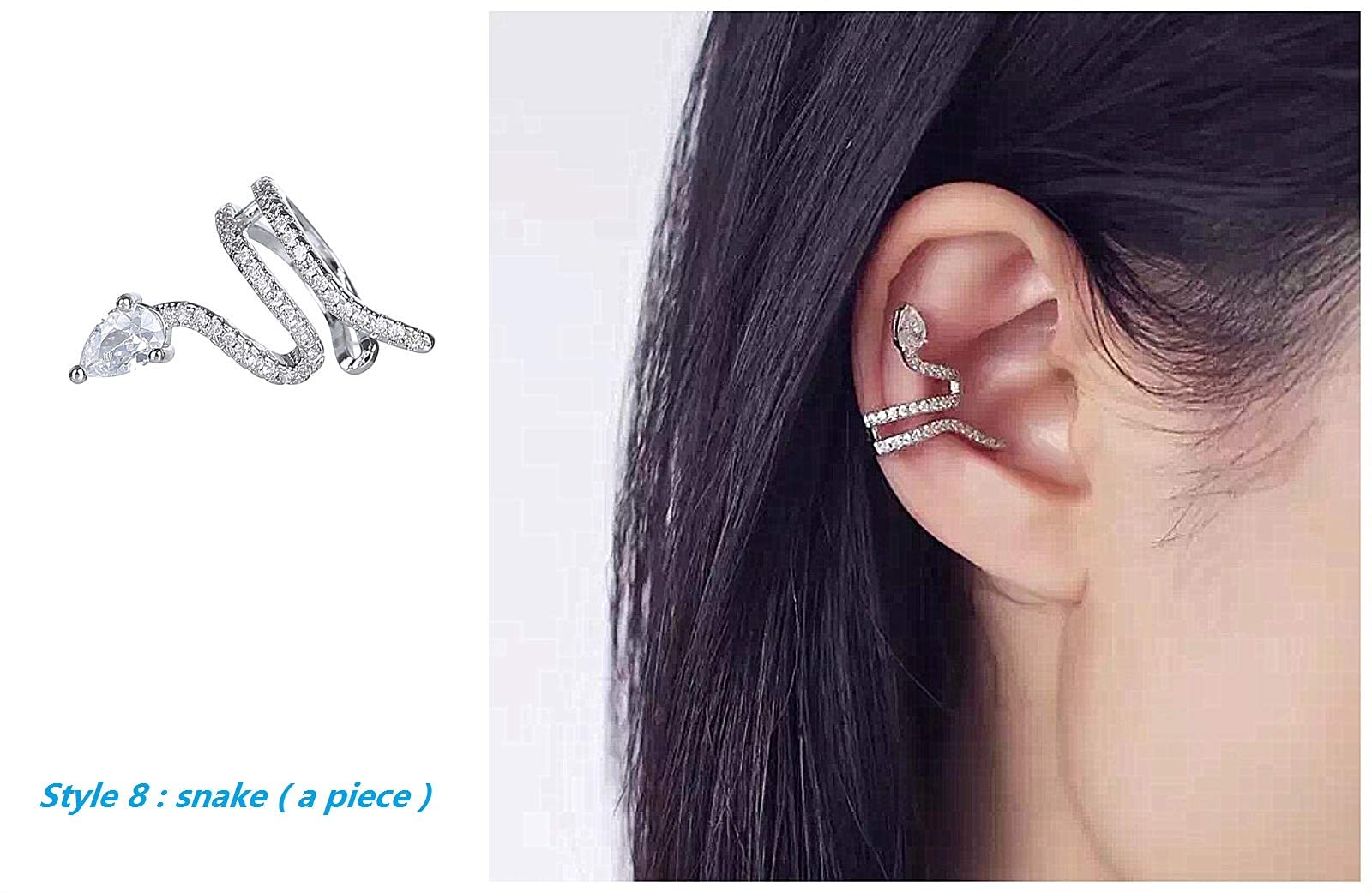 Trendy Cubic Zirconia Ear Cuff - Colorful CZ Non-Pierced Clip Earrings for Women | Perfect for Parties, Weddings & Everyday Wear