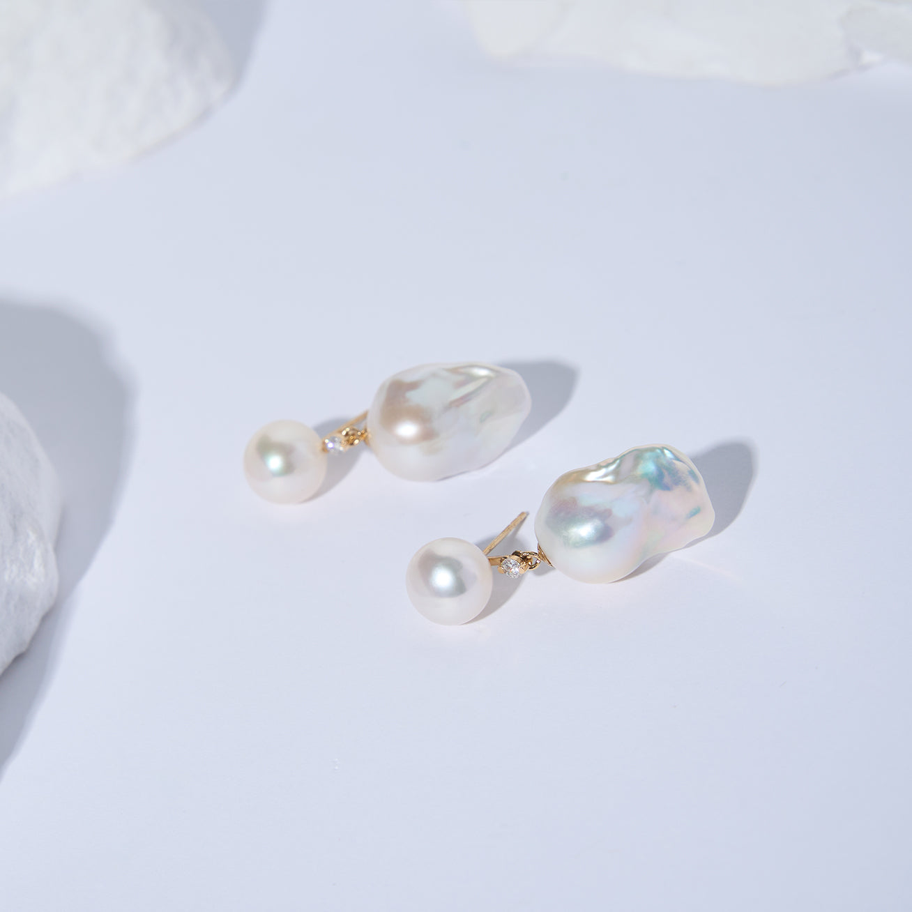 18K Gold Baroque Pearl Earrings – Elegant Vintage Style Dangle Earrings for Women | Perfect for Weddings, Parties & Special Occasions