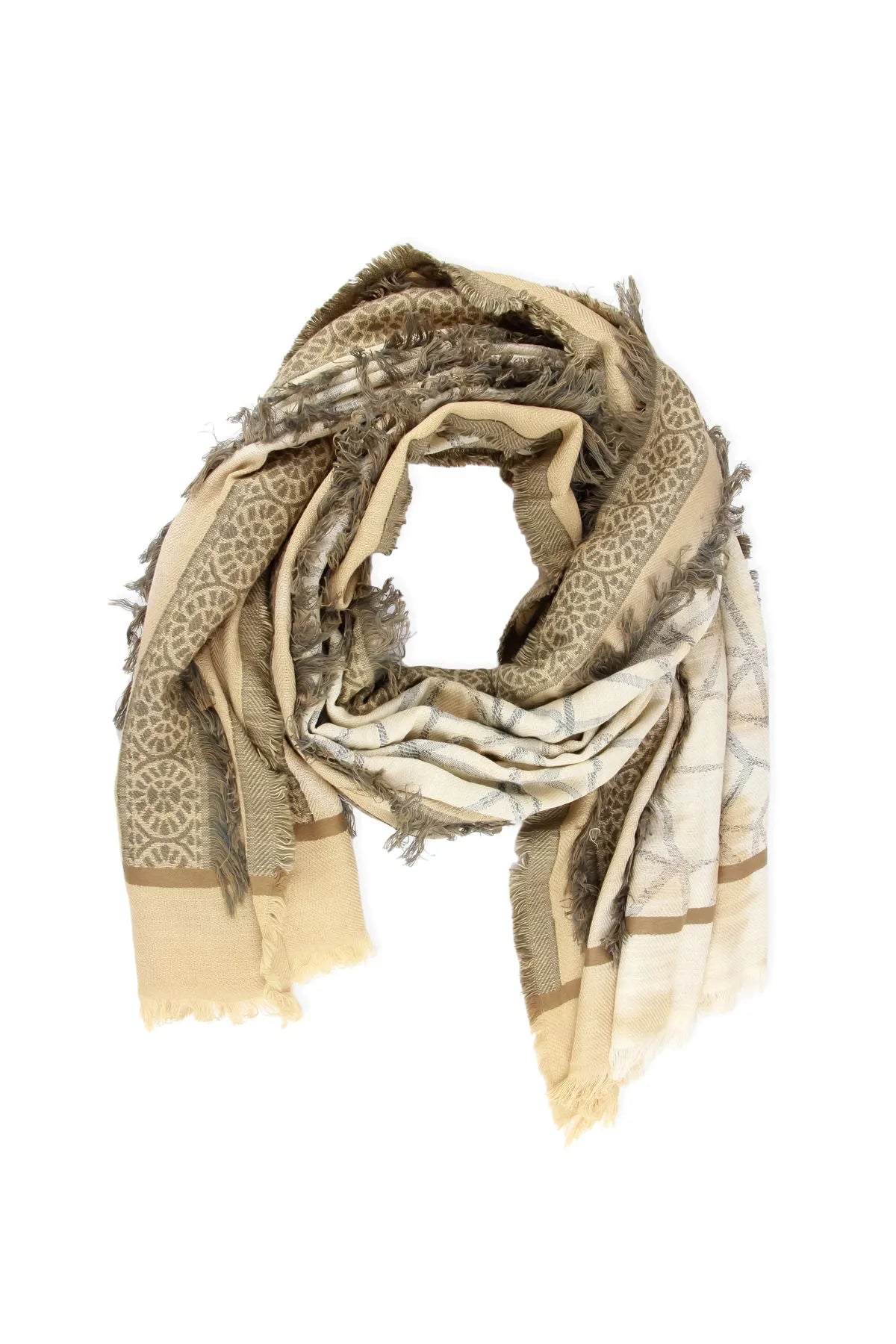 Elegant Ecru Multi Golden Scarf for Women - Soft & Stylish Winter Accessory - Perfect for Office, Party & Everyday Outfits
