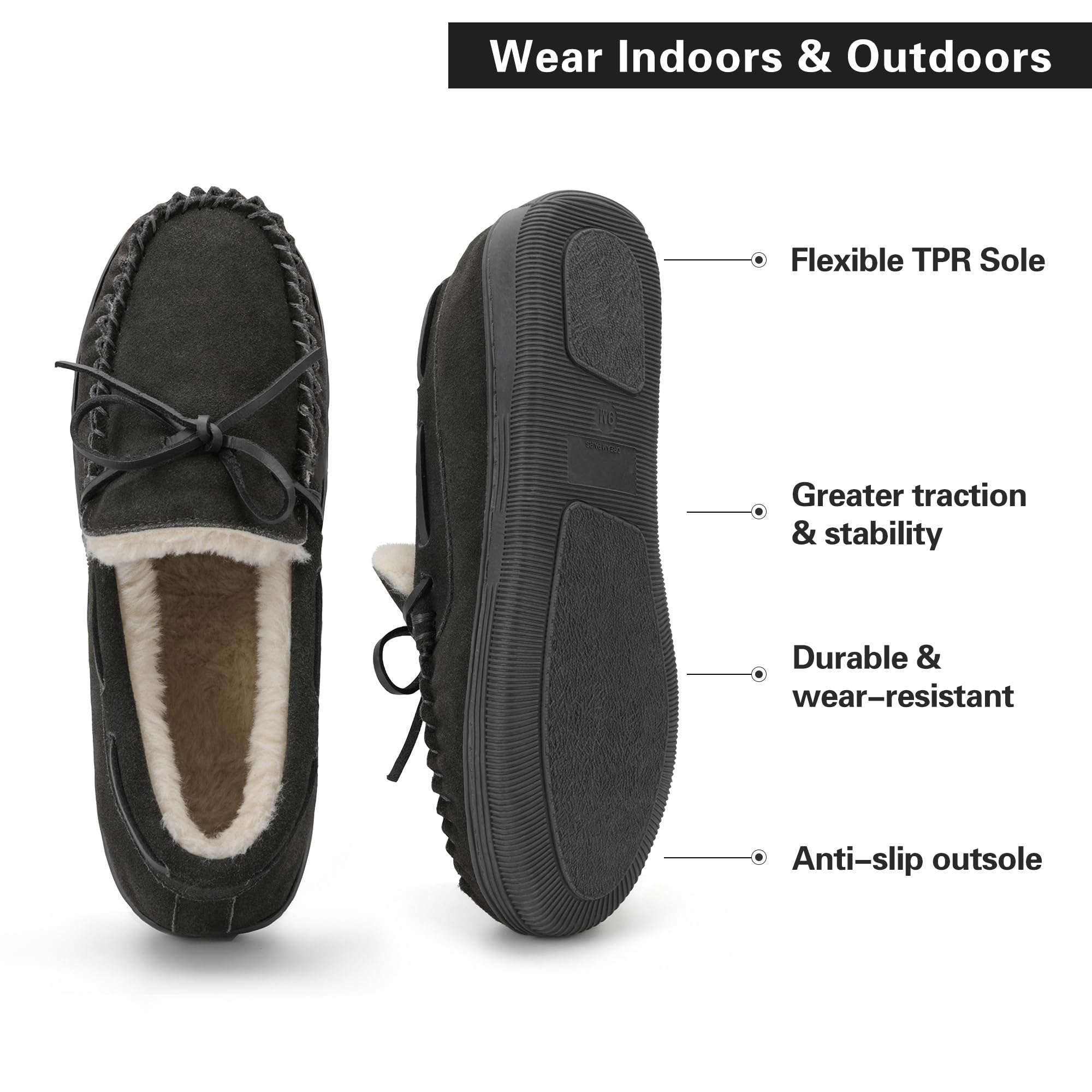 DREAM PAIRS Men's Moccasin Slippers - Soft Fuzzy Plush House Shoes with Fleece Lining for Indoor & Outdoor Wear | Comfortable Loafers for Home, Office & Travel