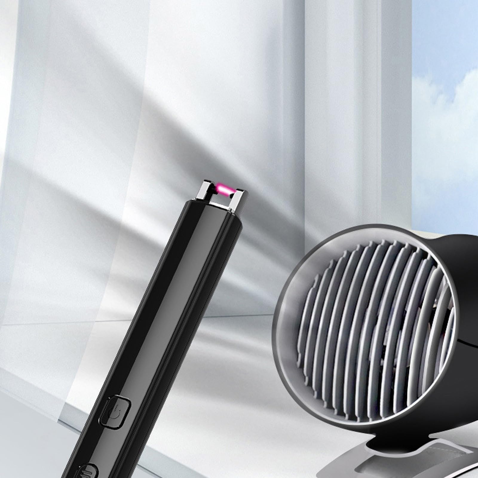 USB Rechargeable Arc Lighter - Black Windproof Candle Lighter for Candles, Grilling, Fireworks & Outdoor Use | Long Reach Electric Lighter for Home, Camping & Parties