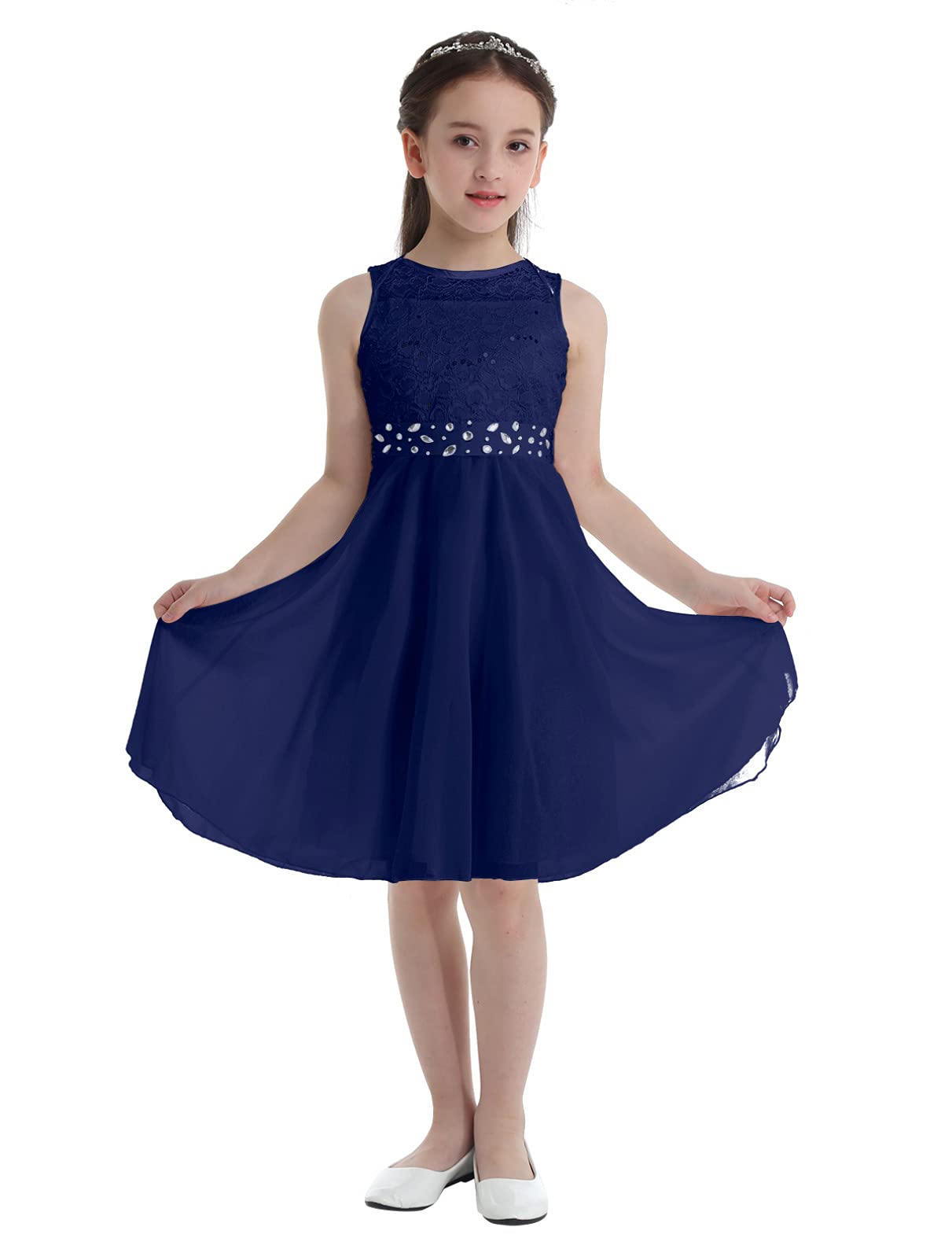 YiZYiF Girls' Floral Lace Sequin Flower Dress for Wedding, Pageant, Party & Formal Occasions - Perfect for Flower Girls, Birthday Celebrations and Special Events