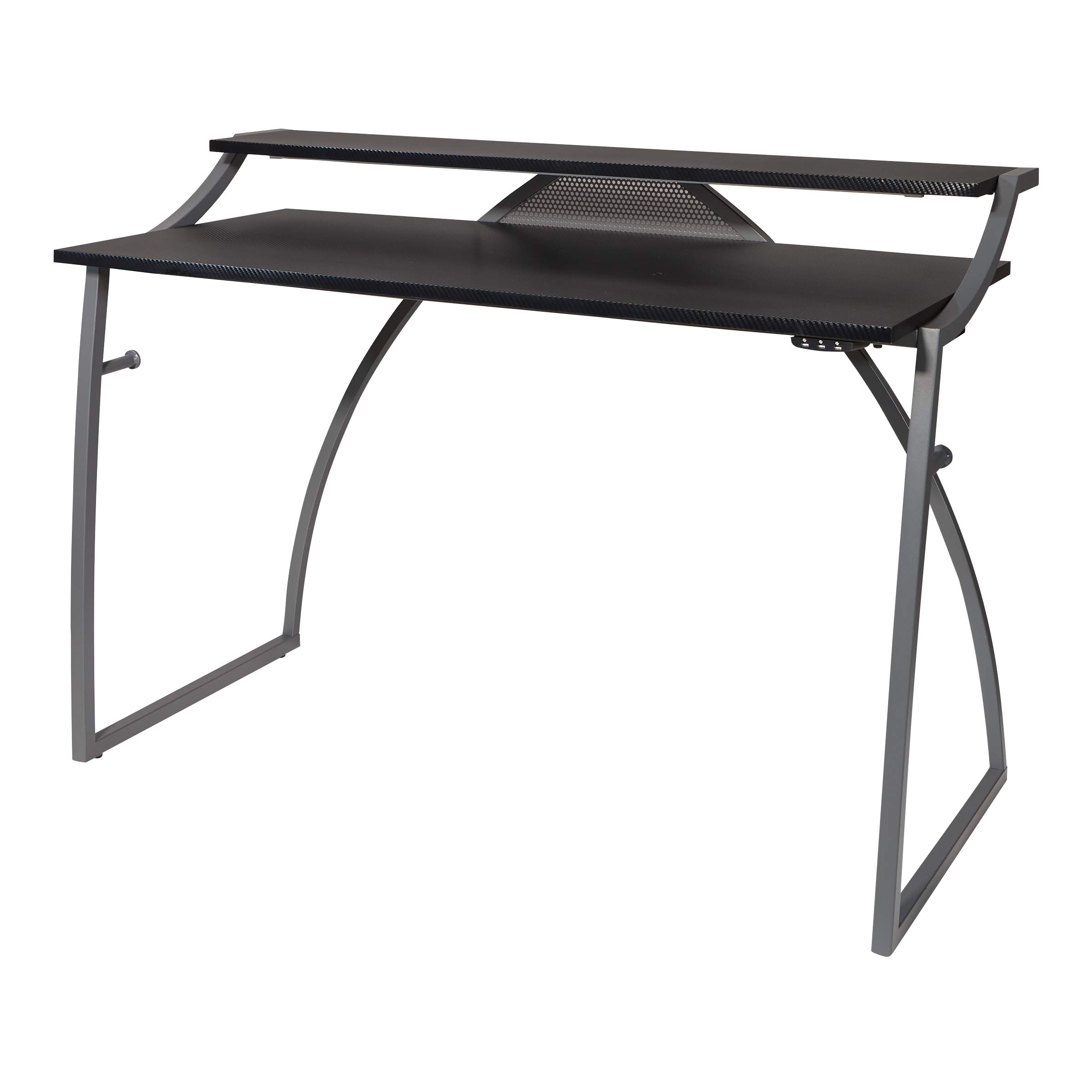 OSP Alpha Battlestation Gaming Desk - Ergonomic Computer Desk for PC & Console Gamers - Black Home Office Furniture for Streaming & Esports Setup