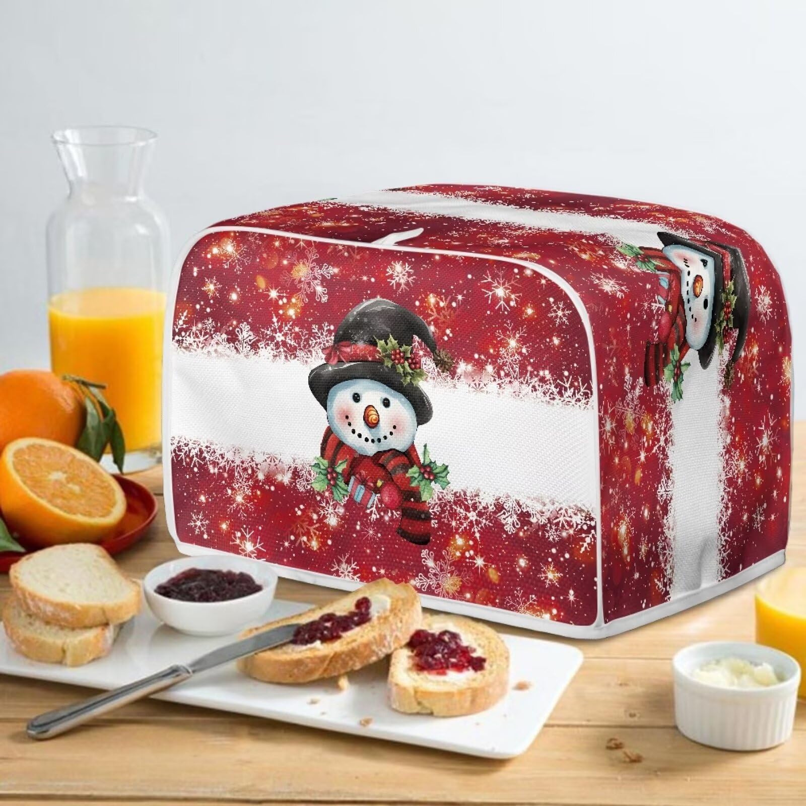 Christmas Snowman Toaster Cover 4 Slice - Dustproof Bread Toaster Cover & Appliance Protector for Kitchen - Cute Holiday Decor for Toaster, Bread Maker & Small Appliances - Perfect for Christmas Kitchen Decor & Gift Giving