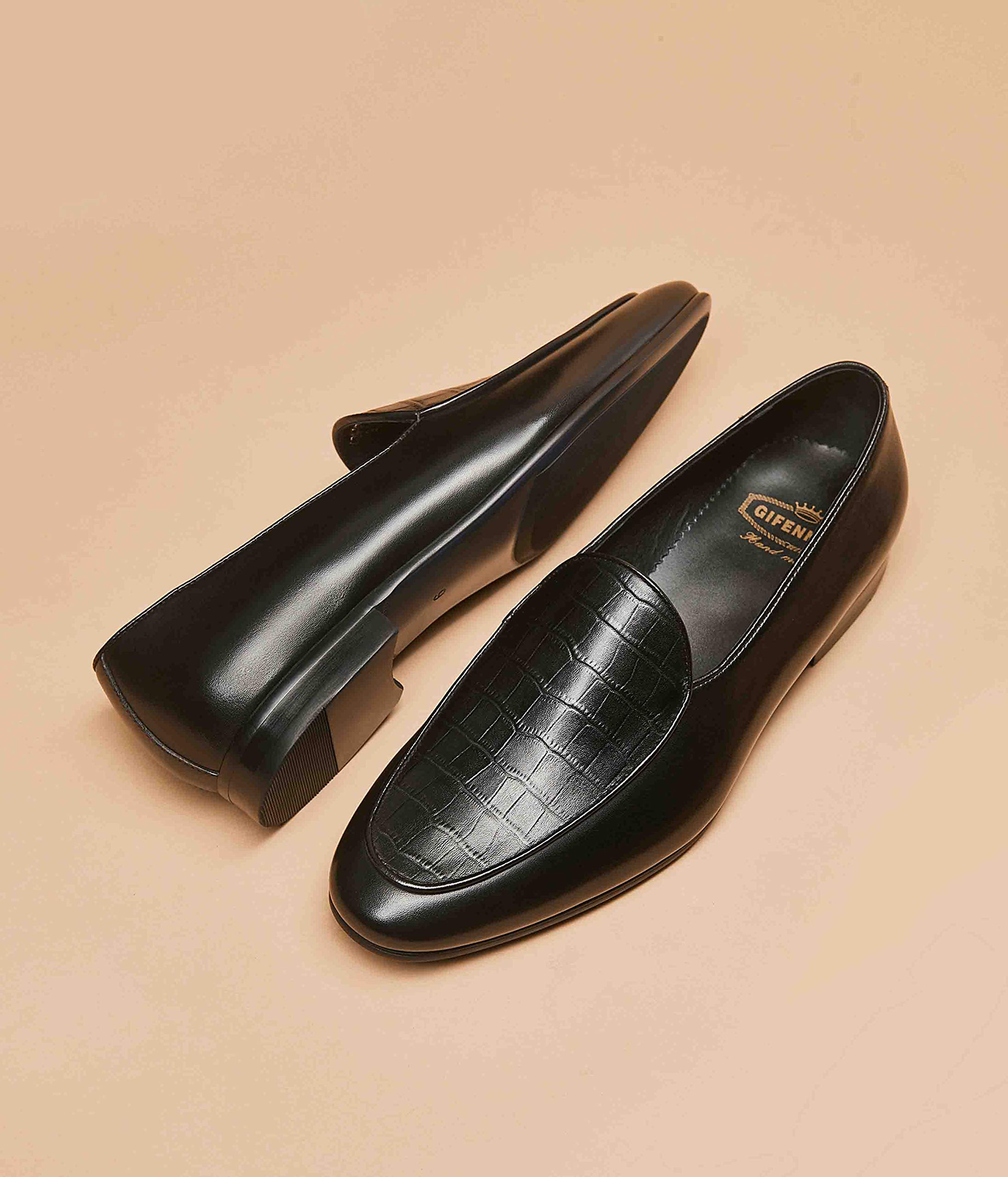 GIFENNSE Men's Slip-On Loafers - Genuine Leather Dress Shoes for Business & Formal Occasions - Comfortable Office Shoes for Work, Weddings & Special Events