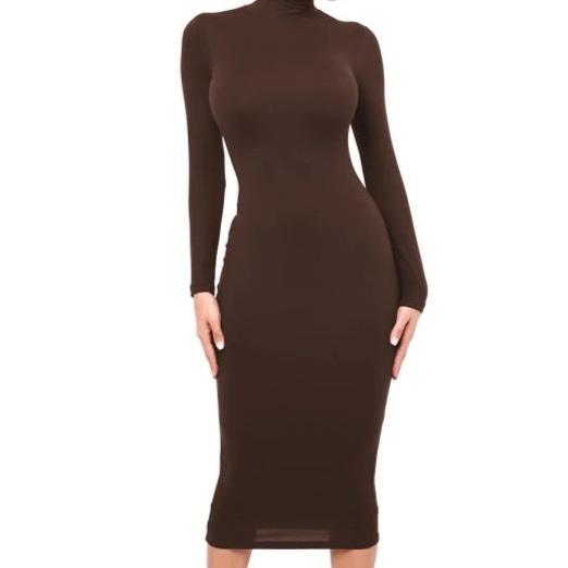 Laurel Long Sleeve Bodycon Midi Dress for Women - Slim Fit Stretchy Party Cocktail Dress for Evening, Date Night & Special Occasions