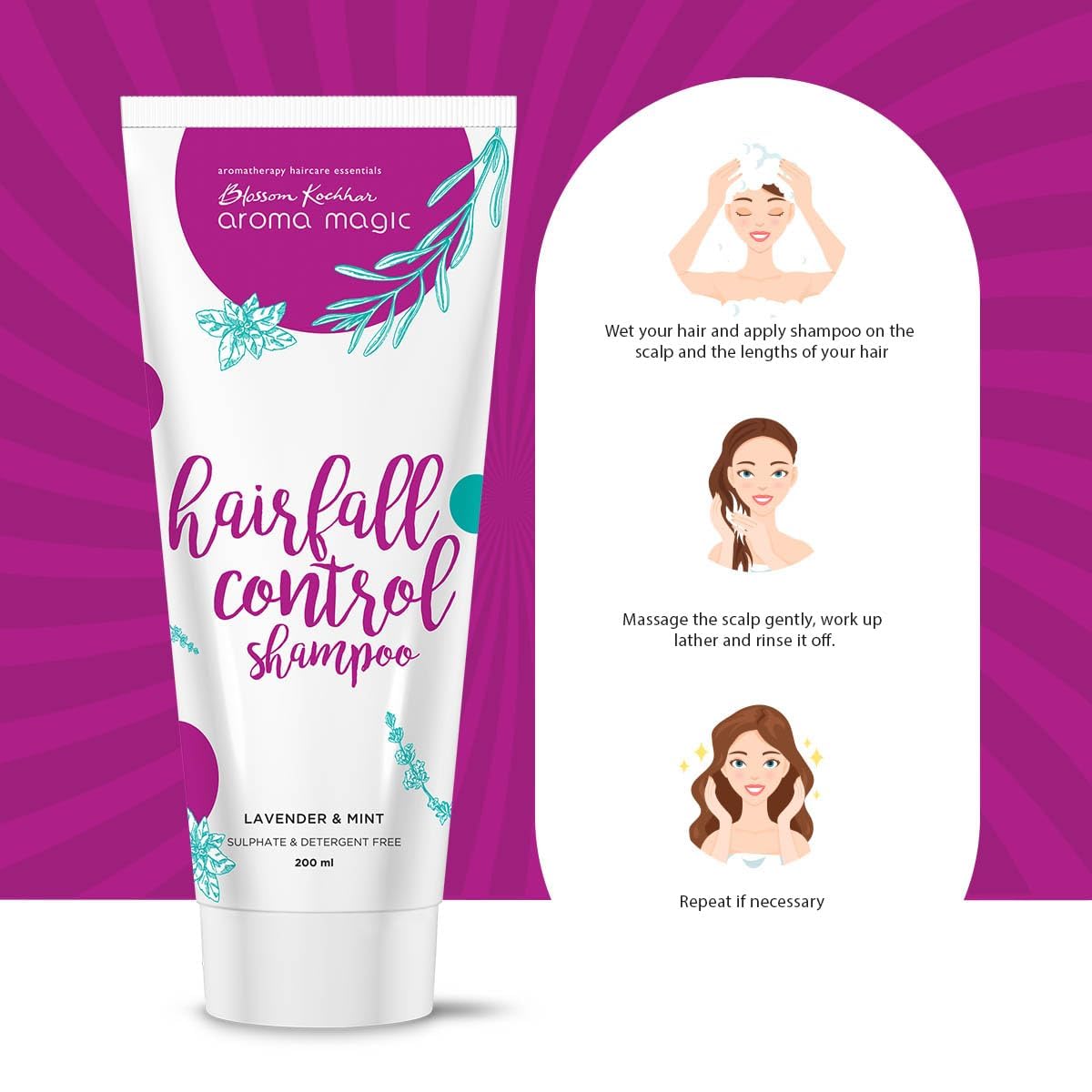 Aroma Magic Hair Fall Control Shampoo - 200ml for Thinning Hair & Scalp Care | Reduces Hair Loss & Promotes Growth | Daily Use for Healthy Hair