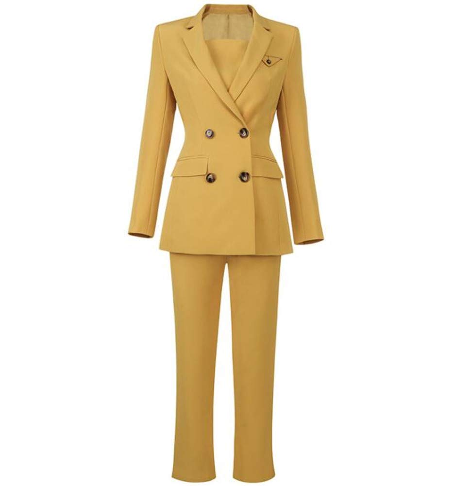 Women's Yellow Formal Blazer Suit Set - Elegant Office Work Wear & Business Party Attire for Ladies | Perfect for Corporate Events, Interviews, and Professional Occasions