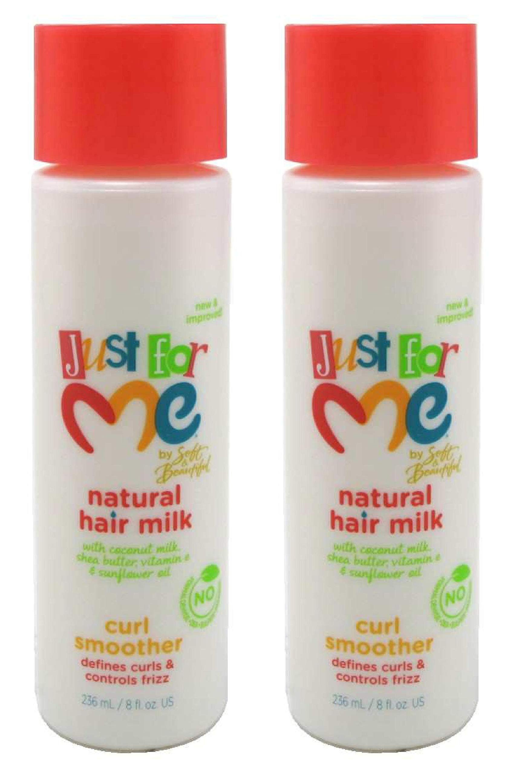 Just For Me Hair Milk Curl Smoother - 8oz (2 Pack) for Natural Curly Hair Care | Hydrating Leave-In Conditioner & Frizz Control | Perfect for Daily Styling & Protective Hairstyles