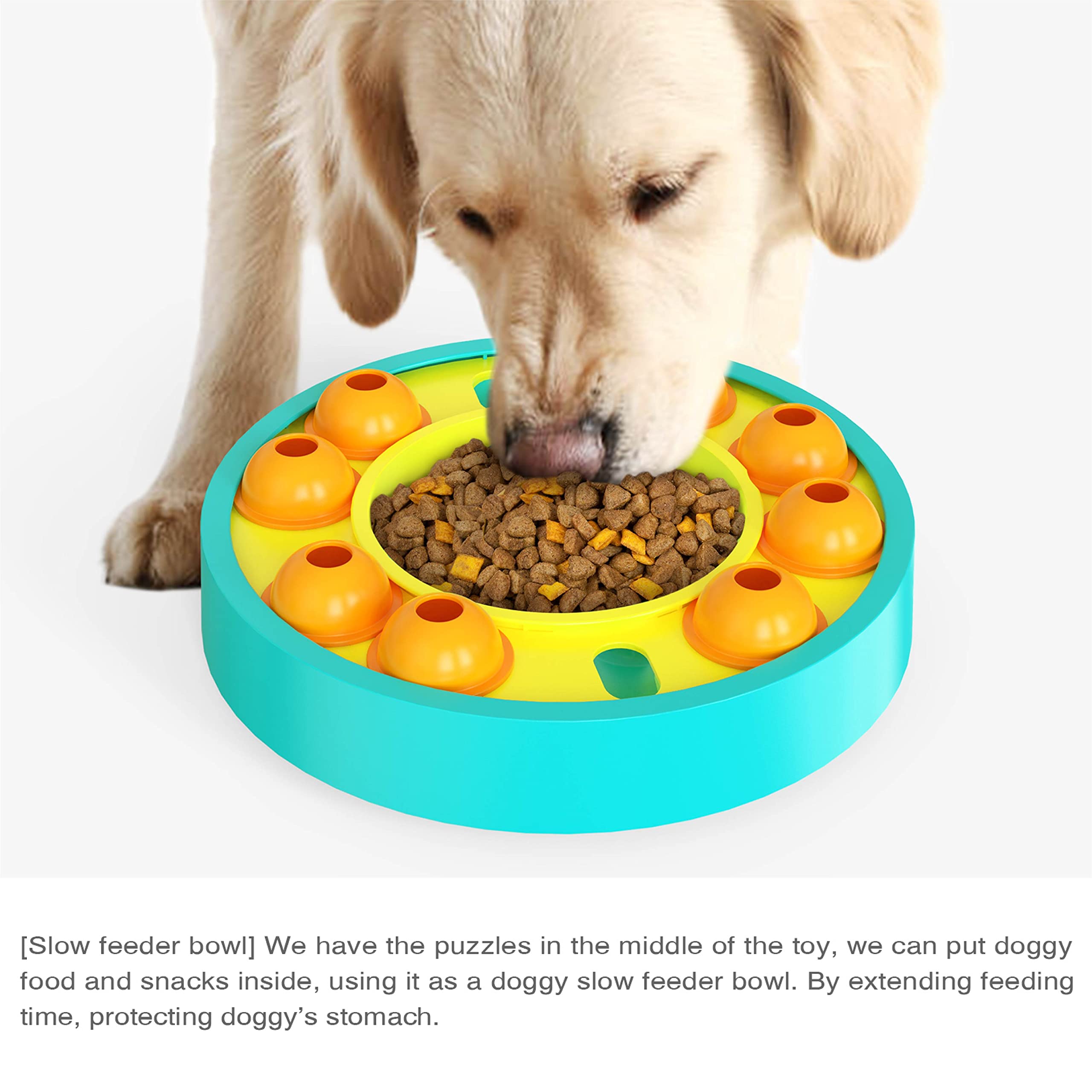 Interactive Dog Puzzle Toy for Smart Dogs - Slow Feeder & Treat Dispenser, Mental Stimulation & Boredom Relief - Turquoise - Perfect for Training, Enrichment & Mealtime Fun