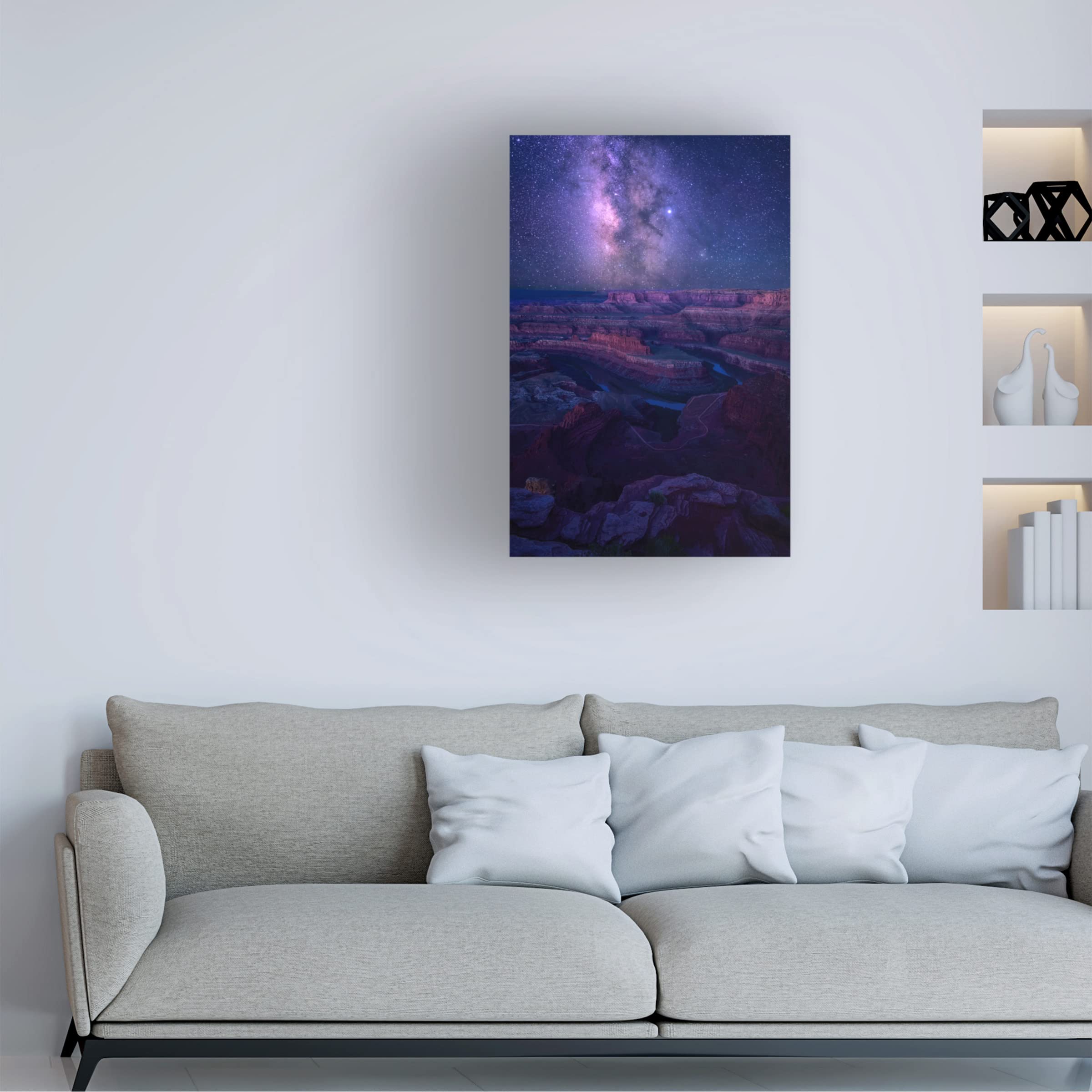 Milky Way Over Dead Horse Point Canvas Wall Art Print by Mei Xu - Stunning Night Sky Landscape Painting for Living Room, Bedroom & Office Decor