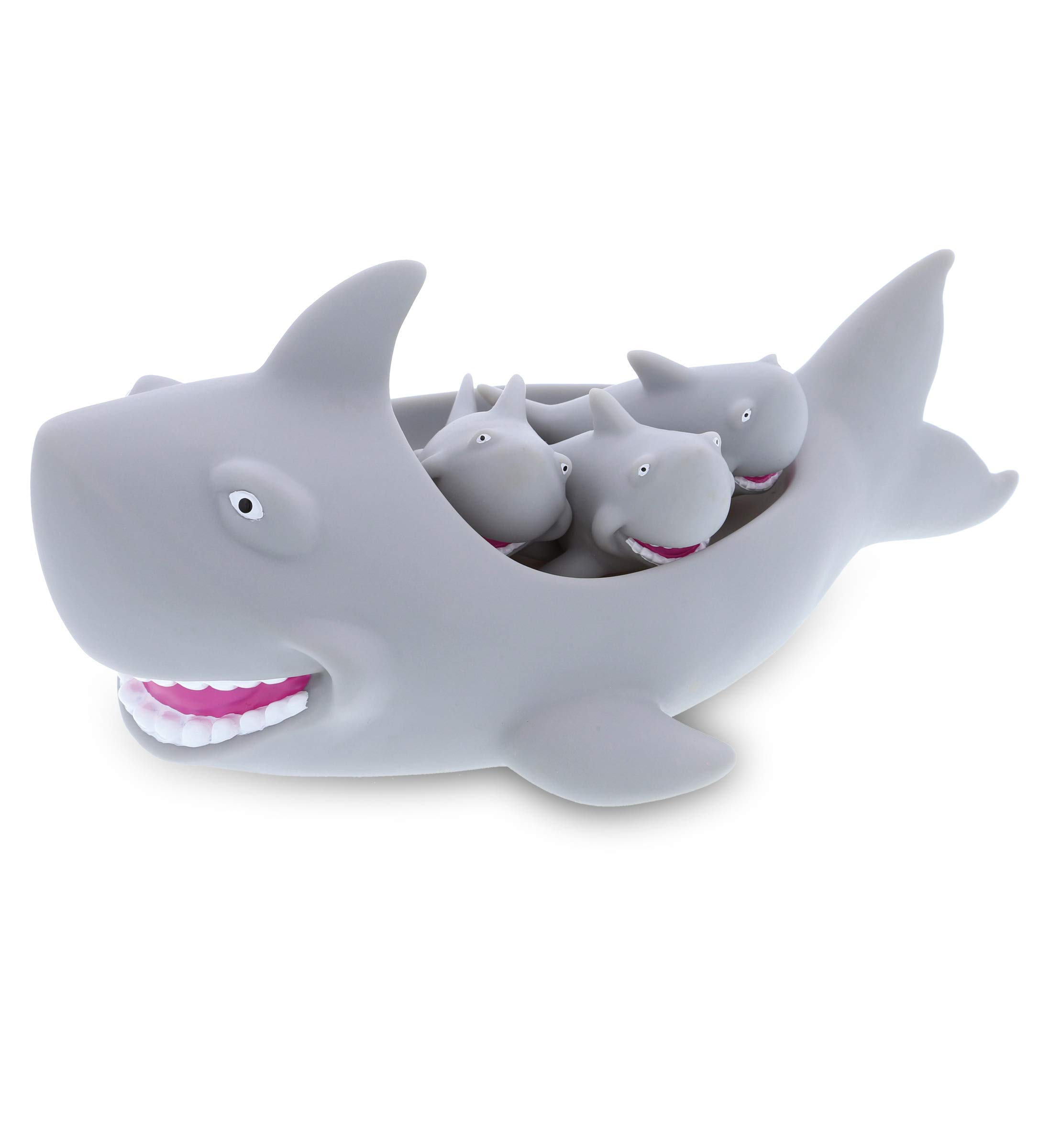Dollibu Family Animal Bath Squirters 4-Piece Set - Fun Floating Rubber Squirt Toys for Toddlers & Kids - Perfect for Bathtime, Pool Play & Water Fun - Gray Bath Toys for Boys & Girls