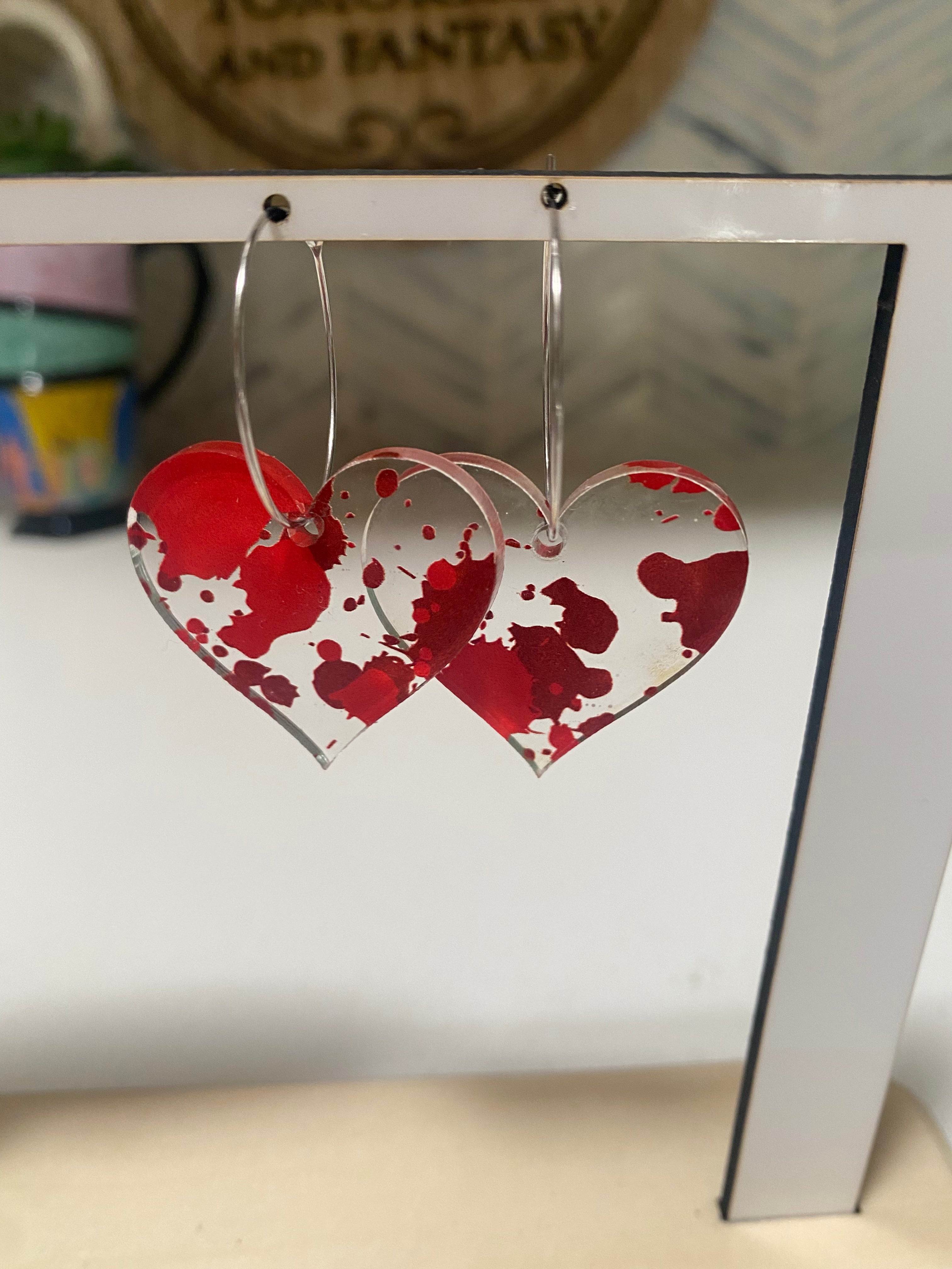Gothic Blood Splatter Dangle Earrings for Women - Halloween Vampire Goth Jewelry - Perfect for Cosplay, Horror Parties & Alternative Fashion