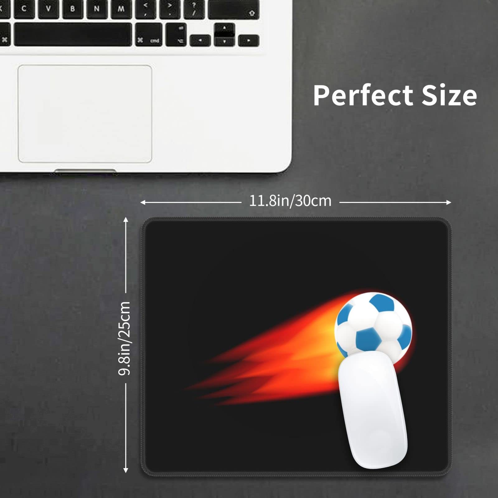 Flaming Football Mouse Pad - Waterproof, Non-Slip Rubber Base Gaming Mousepad for PC & Laptop (10x12 Inch) - Perfect for Office Work & Esports Gaming