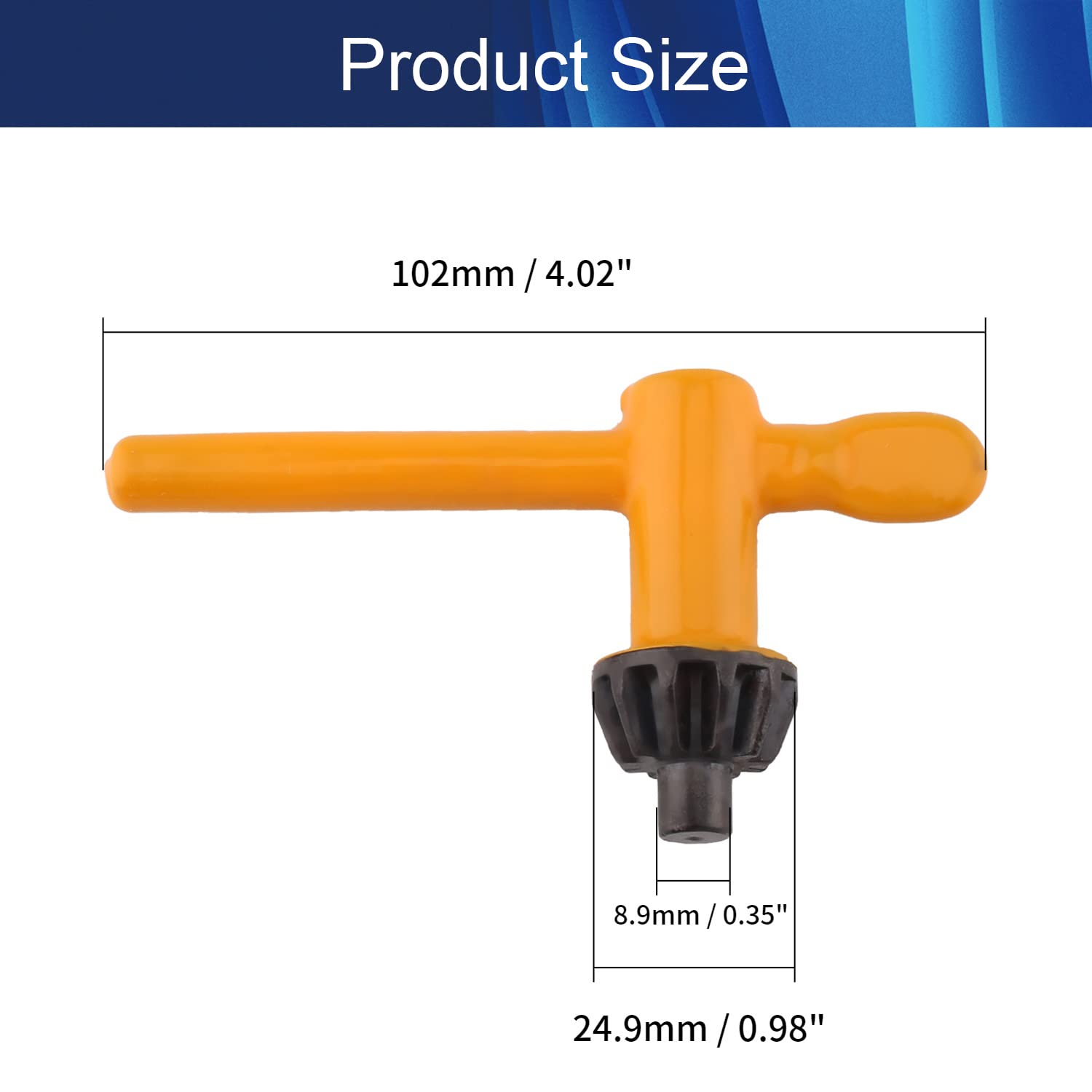 **24.9mm Gear Diameter Replacement Drill Chuck Key - 11 Teeth 8mm Pilot Drill Chuck Wrench for 5-20mm Drill Chuck (Yellow, 2 Pcs) - Perfect for Power Drills, Woodworking & Metalworking**