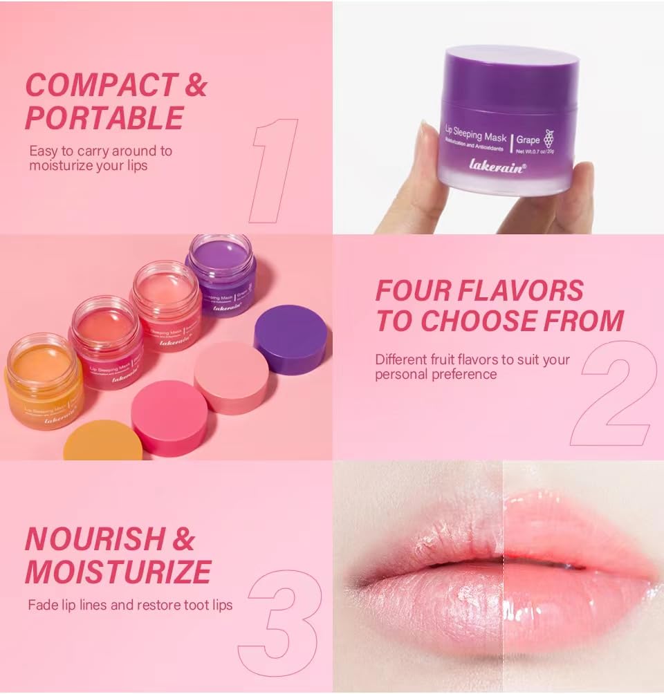 Vitamin C Overnight Lip Sleeping Mask - Hydrating & Nourishing Treatment for Dry Lips with Antioxidants | Brightens Lip Color & Reduces Fine Lines | 0.7 Oz | Perfect for Nighttime Skincare Routine & Chapped Lip Care