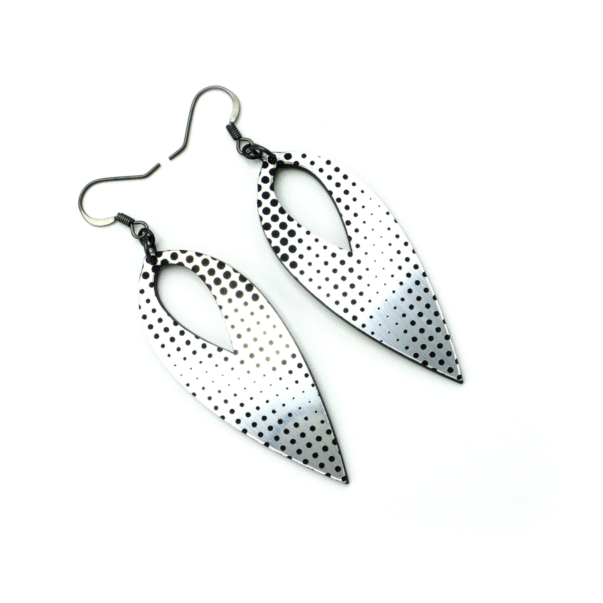 Nativas 11 Acrylic Earrings - Brushed Silver & Black | Lightweight Fashion Jewelry for Women, Perfect for Parties, Weddings & Everyday Wear