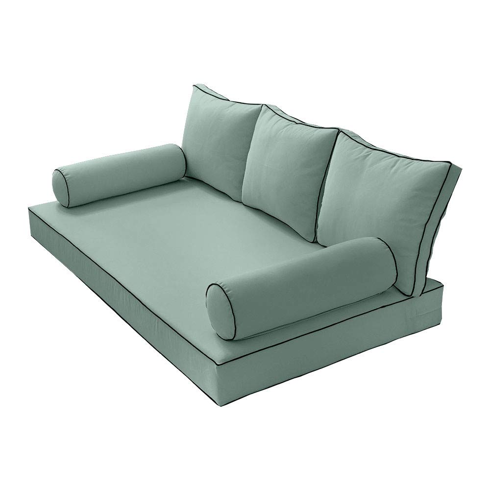 Prolinemax Outdoor Style 3 Twin-XL Daybed Mattress Cover with Contrast Trim - Fitted Bolster Pillow Sheet AD002 | Perfect for Patio Furniture, Sunroom Daybeds & Guest Room Decor