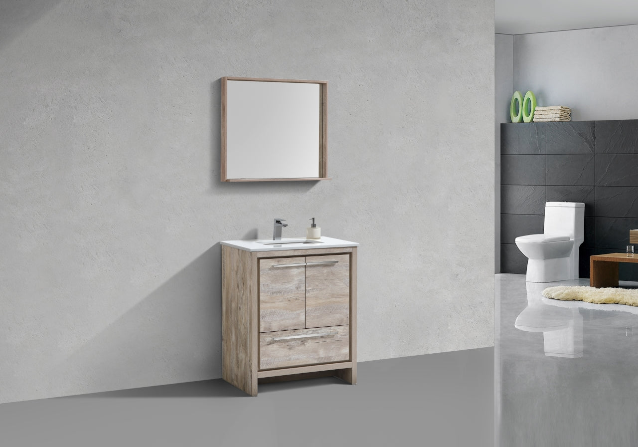 Modern Bathroom Vanity with Nature Wood & Quartz Countertop - AD30 Floor Standing Vanity for Contemporary Bathrooms | Perfect for Home Renovation & Luxury Bathroom Design