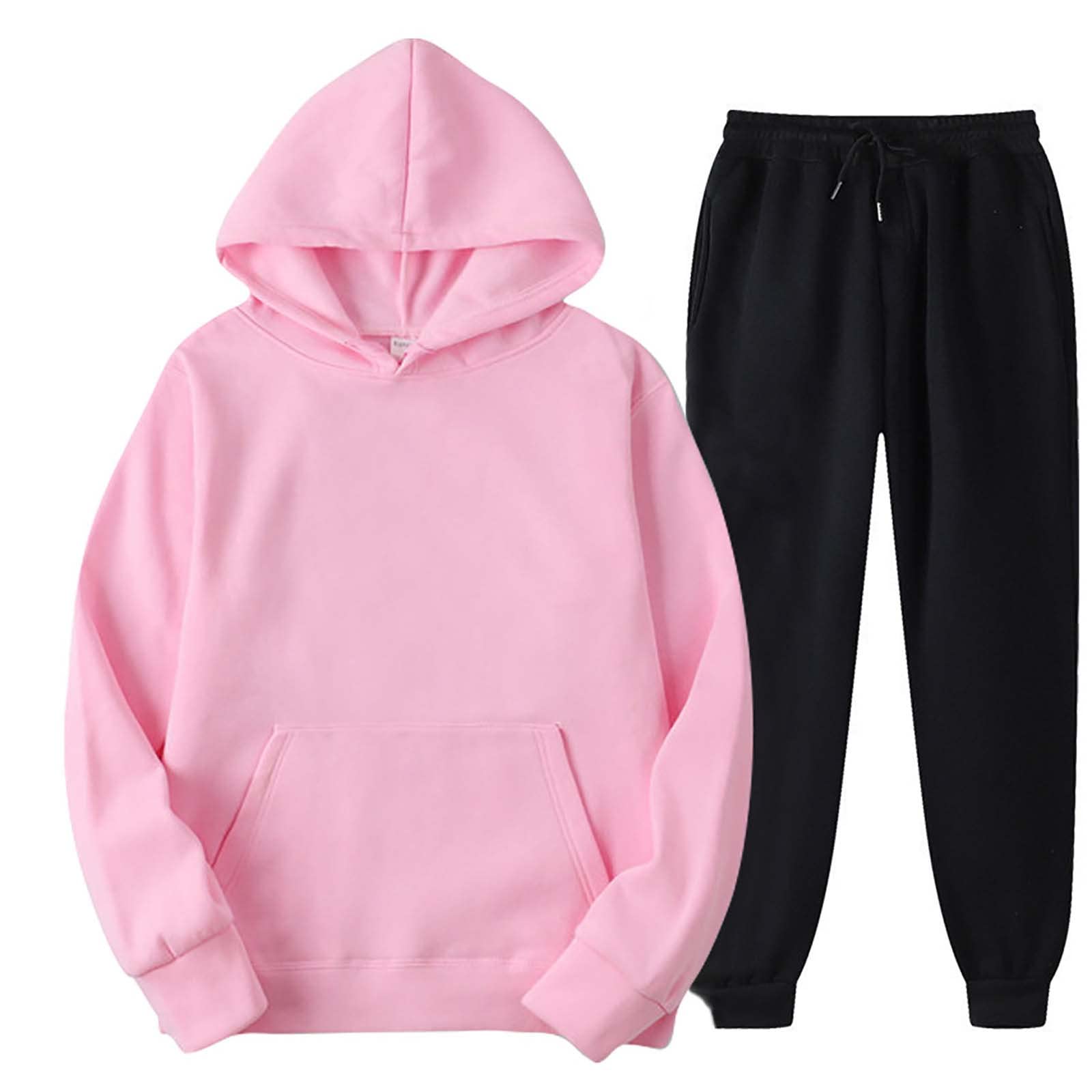 Women's & Men's 2-Piece Tracksuit Set - Long Sleeve Hooded Sweatshirt & Jogger Pants - Fashionable Pullover Sweatsuit for Gym, Lounge & Casual Wear