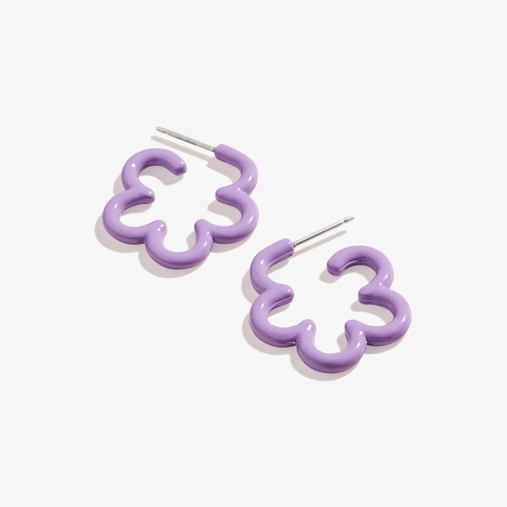 Ocean Blue Floral Huggie Hoop Earrings for Women - Dainty Boho Flower Stud Earrings for Everyday Wear, Date Night & Beach Vacation