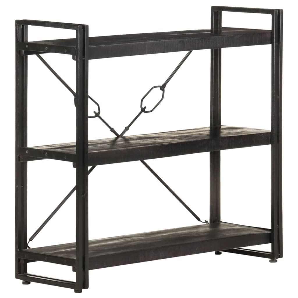 3-Tier Bookcase & Bookshelf - Solid Mango Wood Display Storage Shelf for Bedroom, Living Room & Office - 35.4